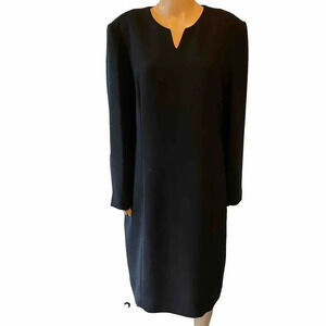 Vintage Henry Lee Dress Women’s 16 Black Tunic Zip Back Midi Pockets
